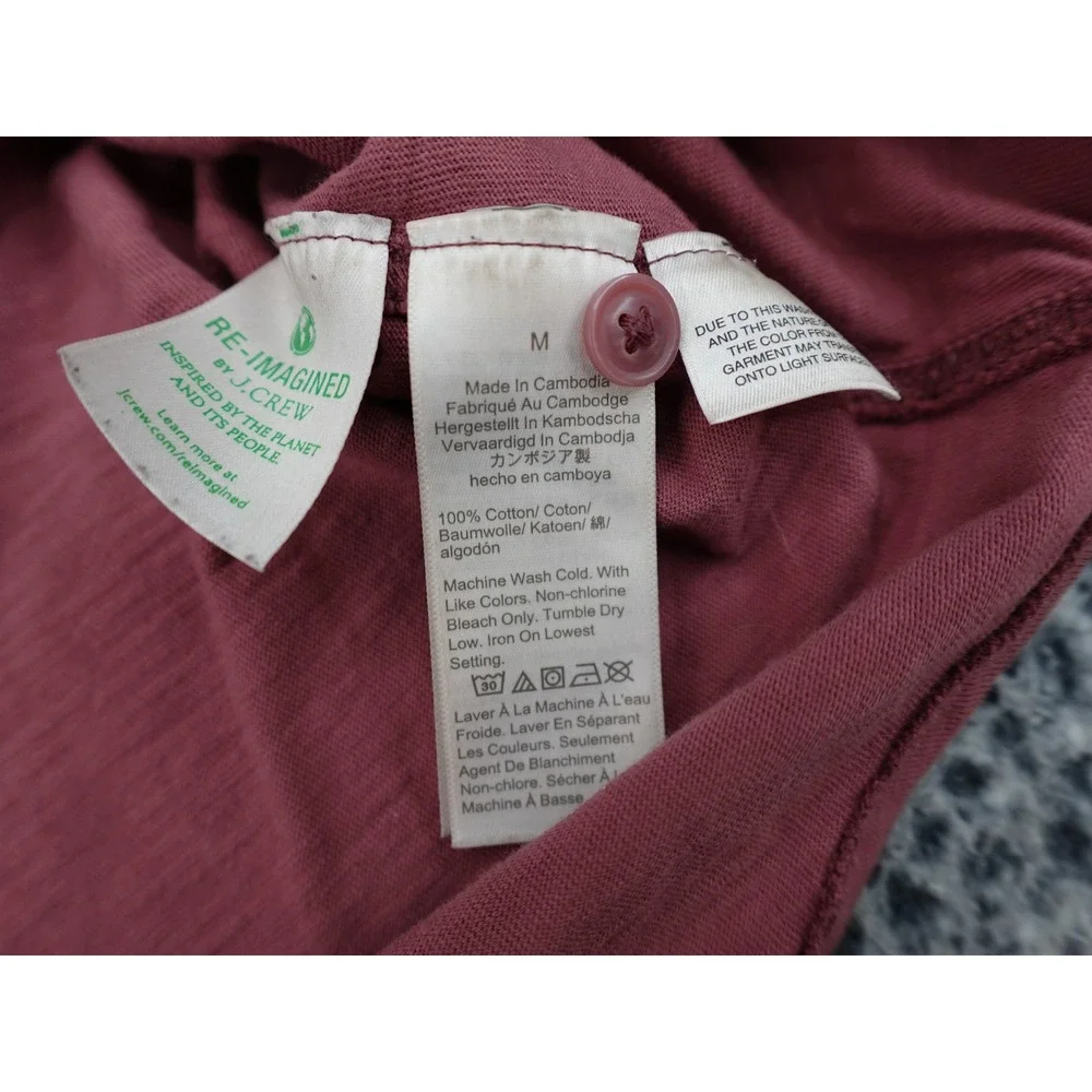 J. Crew Knit Button Down Mens Medium Red Garment Dyed Slub Cotton LS Shirt